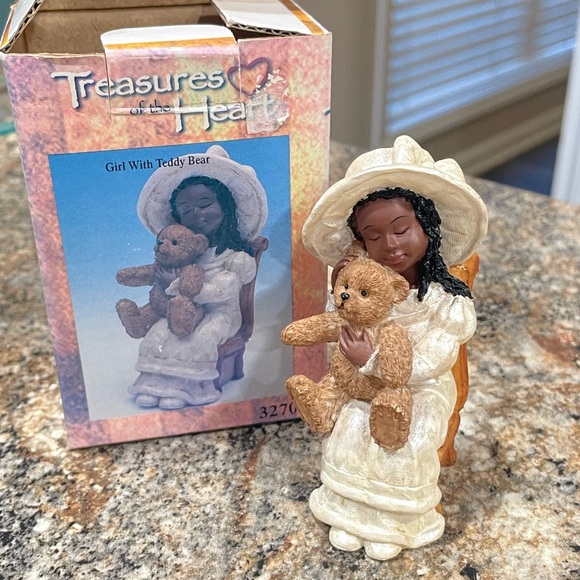 Treasures of the Heart Girl with Teddy Bear - Picture 1 of 3